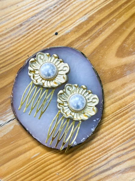 2 PEINAS ROSETON BLANCO